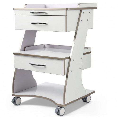 Dentech G06 Mobile Dental Storage Cabinet Dental Cart with Instrument Tray Double-Drawer