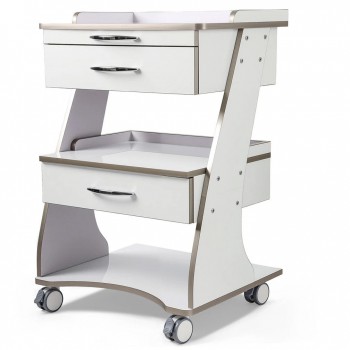 Dentech G06 Mobile Dental Storage Cabinet Dental Cart with Instrument Tray Double-Drawer
