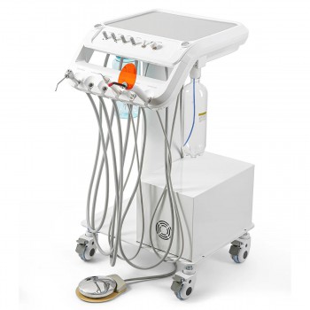 B033 Portable Dental Delivery Unit Mobile Trolley Cart with Air Compressor, Scaler Handpiece & Curing Light
