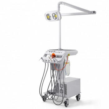 BD301 Mobile Dental Delivery Cart Unit with Dental LED Lamp + Air Compressor + Woodpecker Scaler + Curing Light
