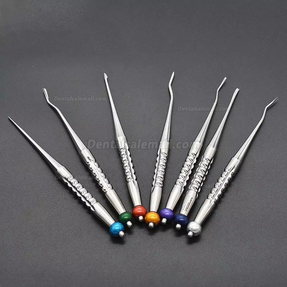 7 Pcs/Kit Dental Implant Instrument Stainless Steel Luxating Root Elevator with Case Teeth Extraction Tools