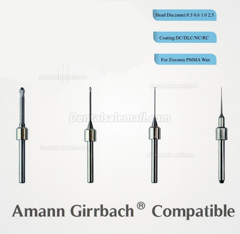 Dental Milling Burs For Zirconia Block Discs PMMA WAX Fit Amann Girrbach Ceramill Motion 2