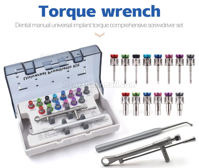 Universal Dental Implant Torque Wrench Prosthetic Kit with 14Pcs Screwdrivers