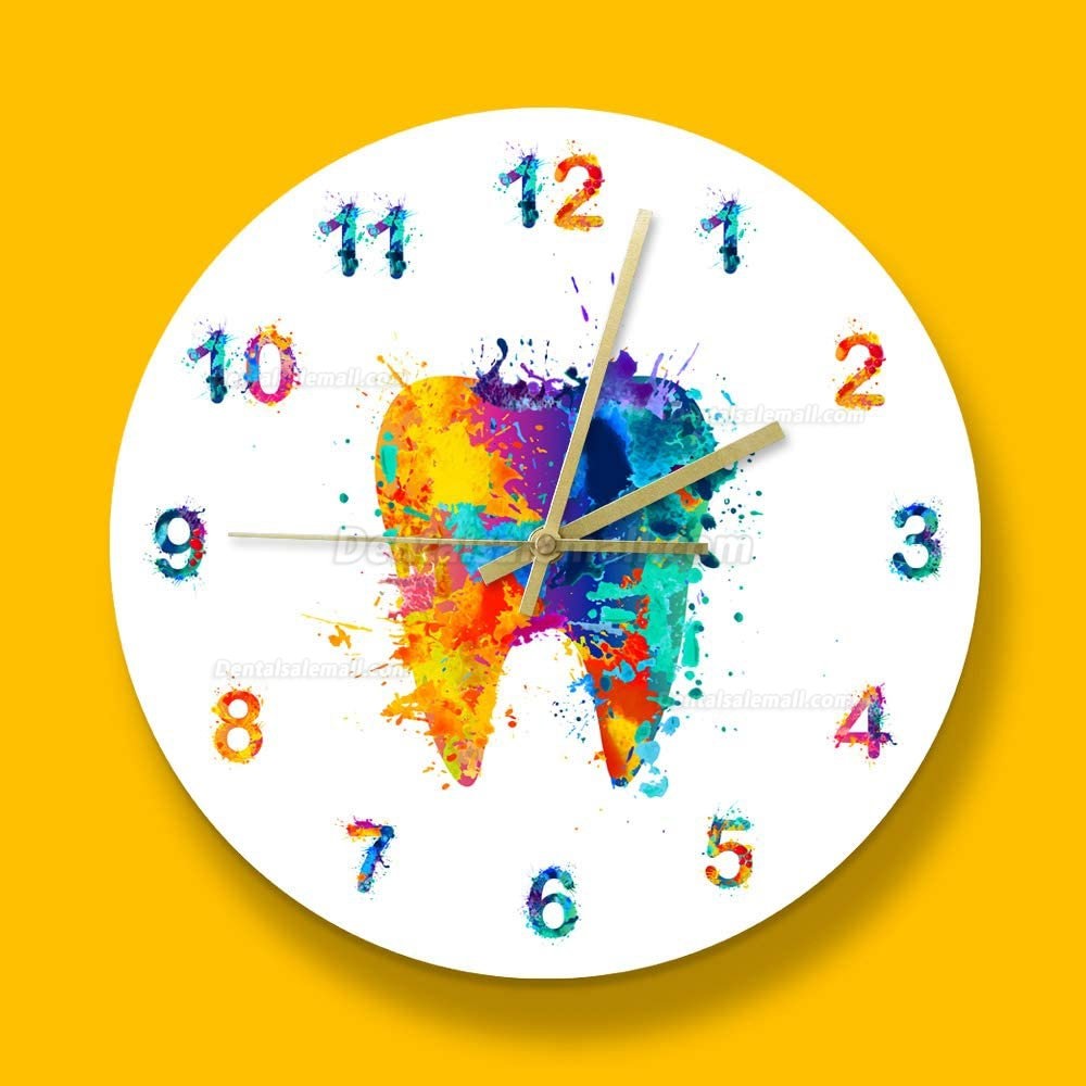 Watercolour Tooth Painting Print Wall Clock Medical Dental Clinic Wall Wall Watch Orthodontist Dentist Gift Idea