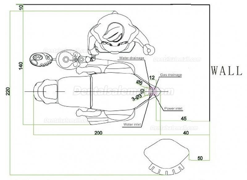 A8000-IB Pediatric Dental Chair Children Dental Unit with Dinosaur Chair &Smiling Cat Side Box