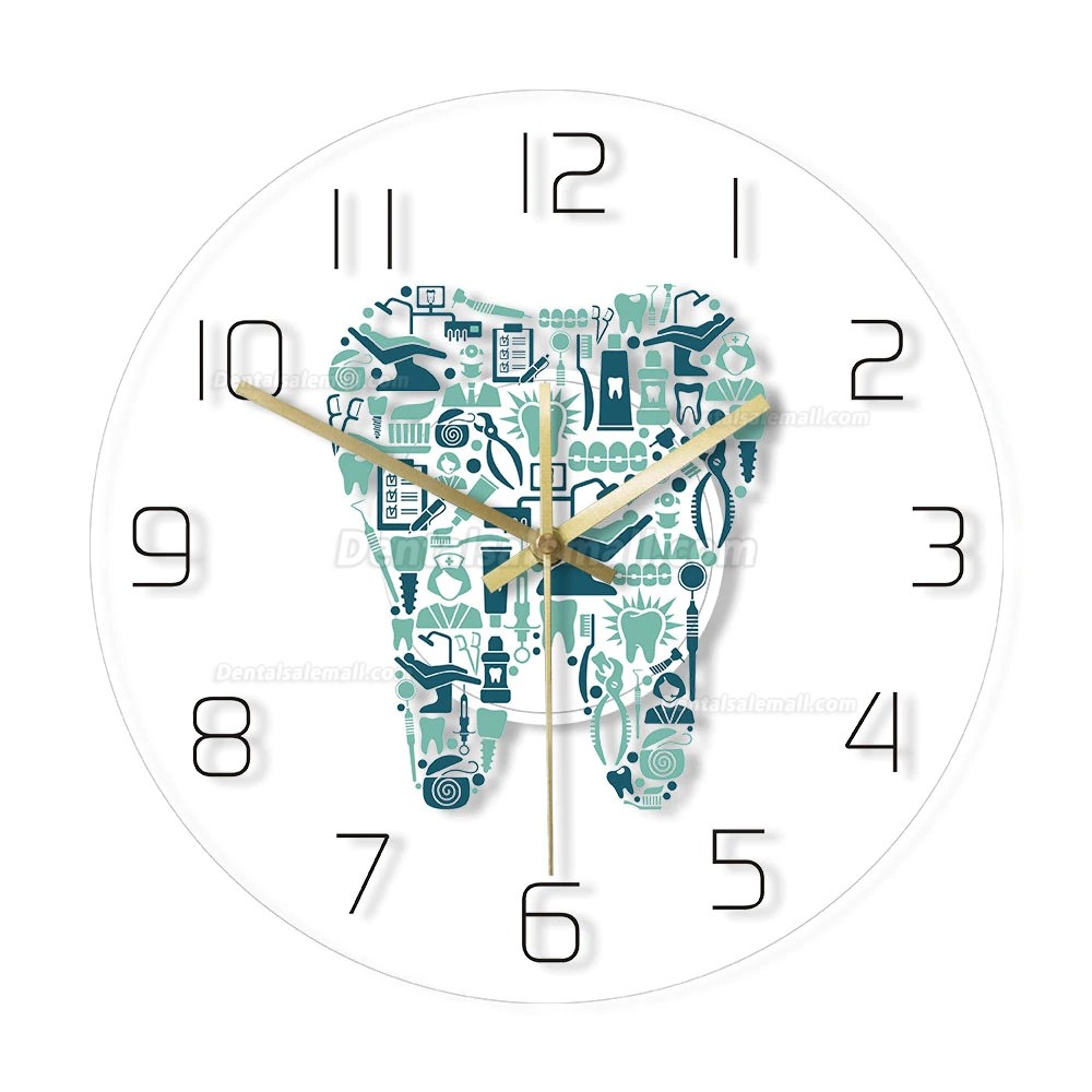 Dentist Symbols Acrylic Wall Clock Teeth Shape Decorative Clock for Dental Office