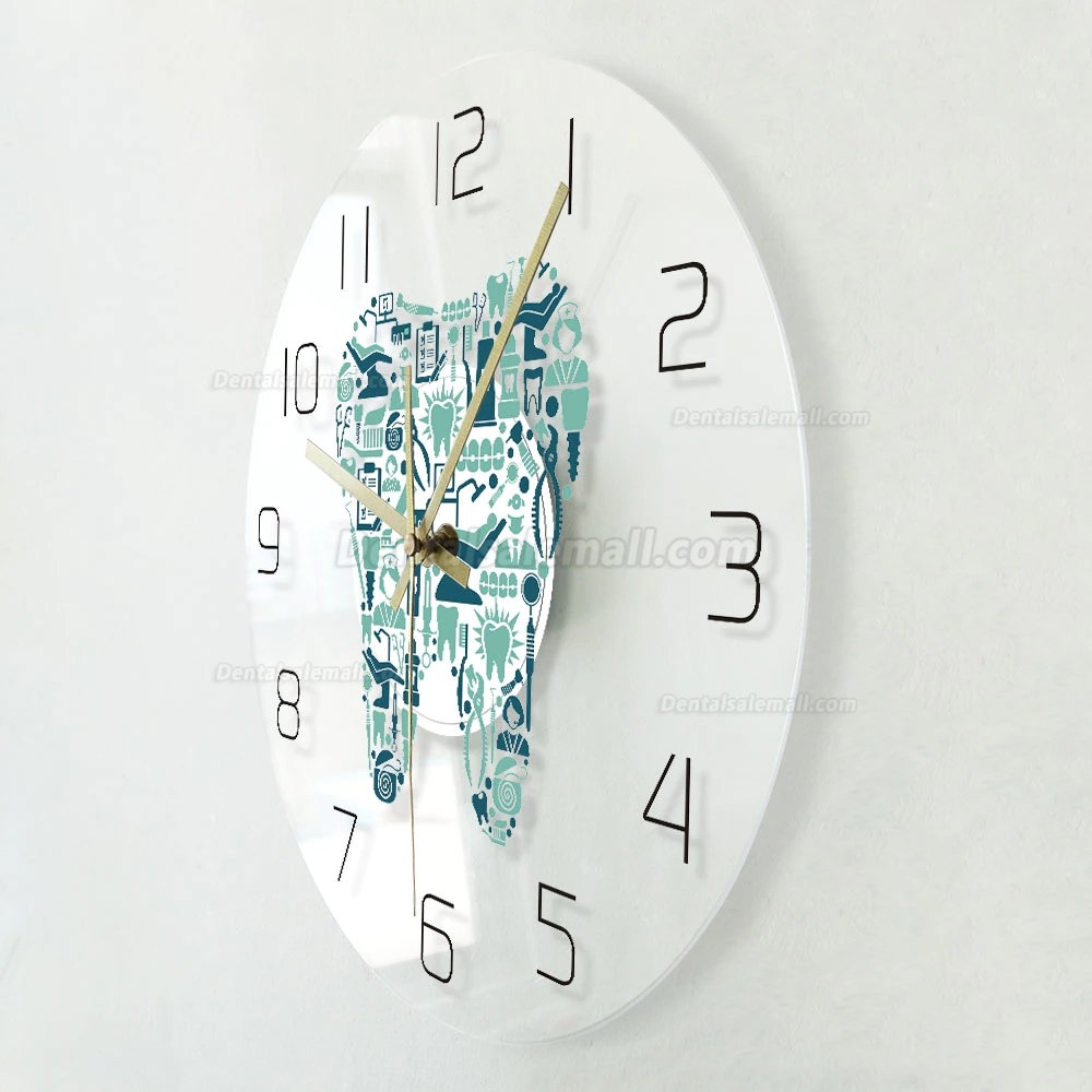 Dentist Symbols Acrylic Wall Clock Teeth Shape Decorative Clock for Dental Office