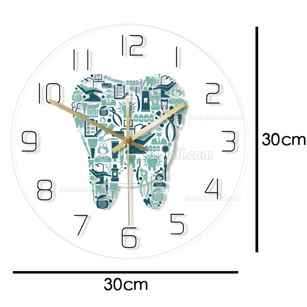 Dentist Symbols Acrylic Wall Clock Teeth Shape Decorative Clock for Dental Office