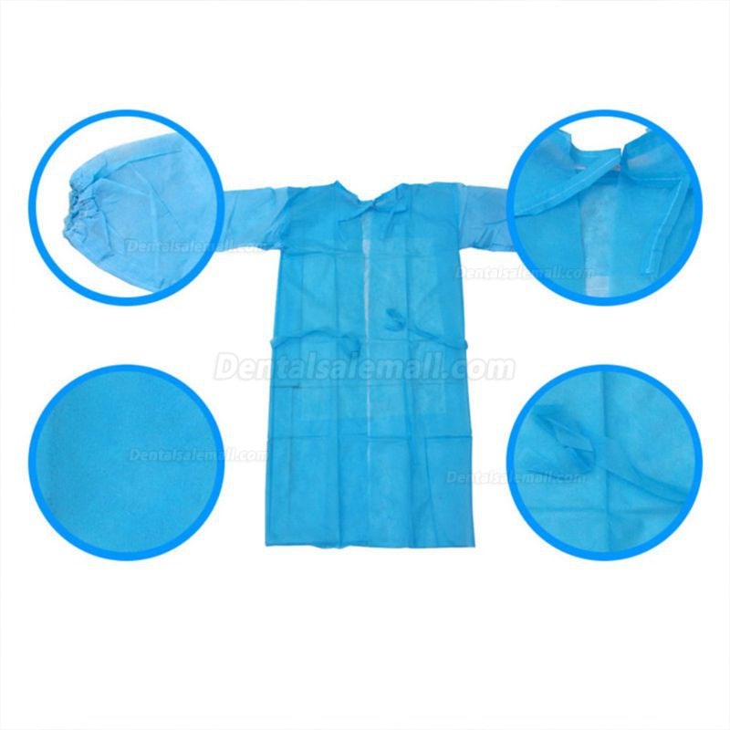 10 Pack Non-woven Blue Disposable Isolation Gown Protective Isolation Gown Clothing FluidResistant Impervious