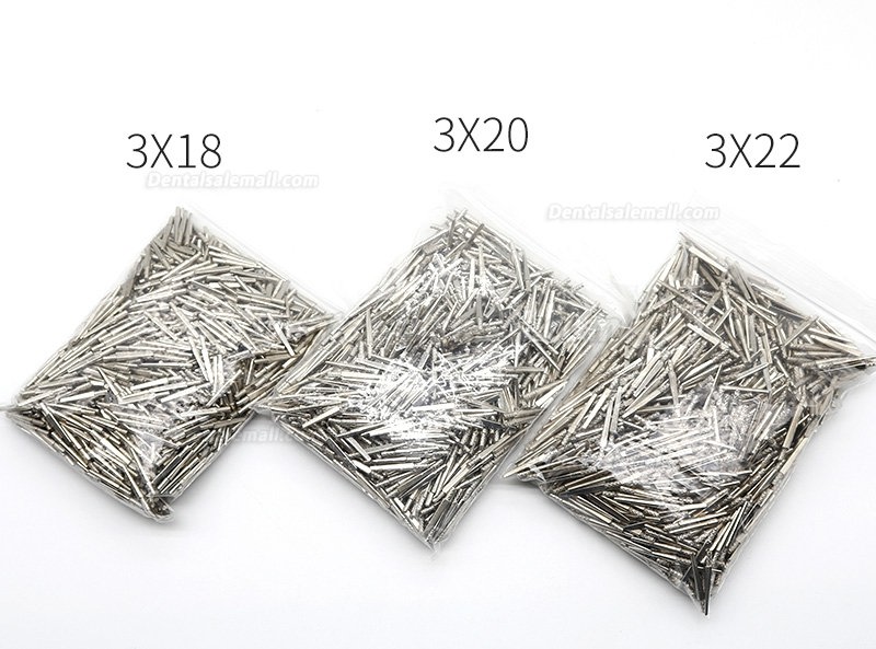 1000Pcs Dental Zinc Alloy Dowel Pins Medium 18mm 20mm 22mm Dental Lab Tools