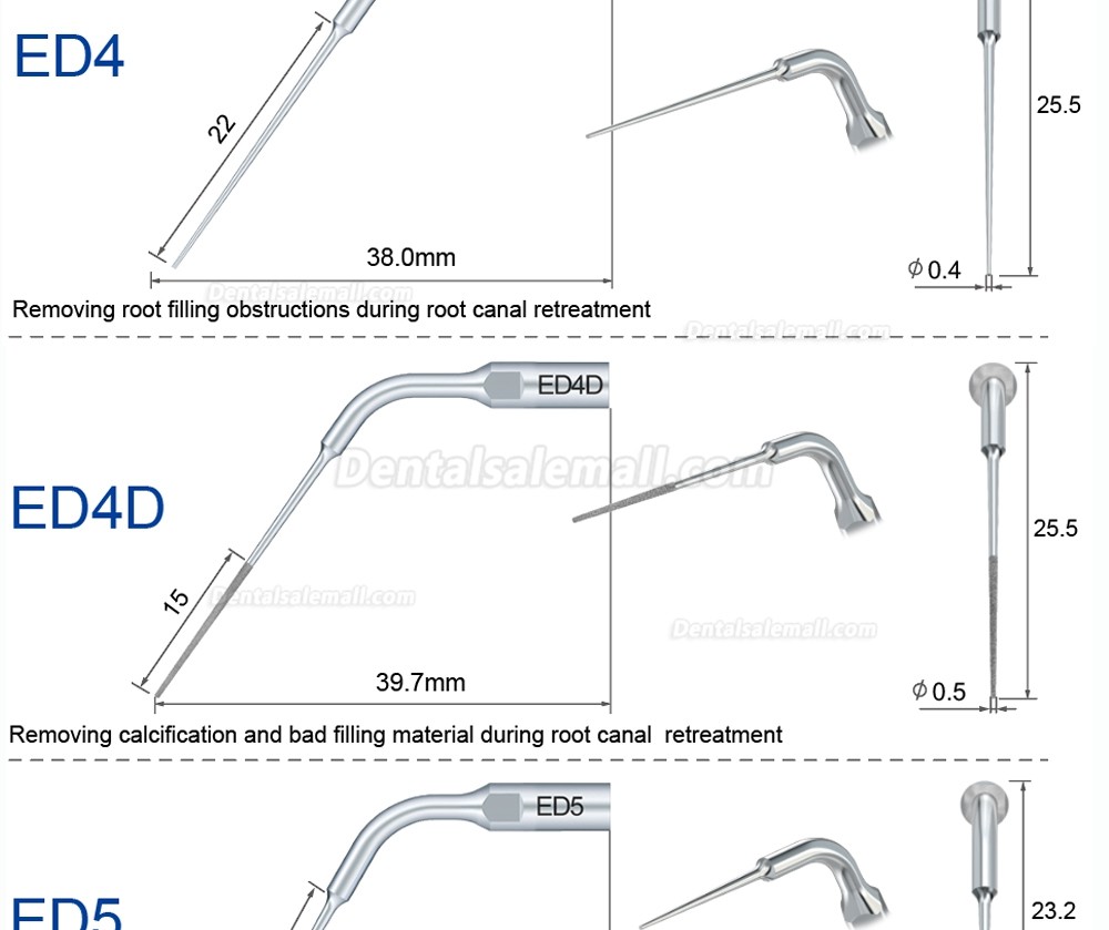 Refine Ultrasonic Scaler Tips ED1 ED2 ED3 ED4 ED5 ED6 ED7 ED8 ED9 ED10 ED11 ED14 ED15 Fit SATELEC NSK DTE