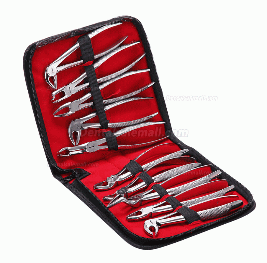 10pcs/set Tooth Extracting Forceps Dental Pliers for Dentist with Tool kit Dental Surgical Extraction Instrument Adults