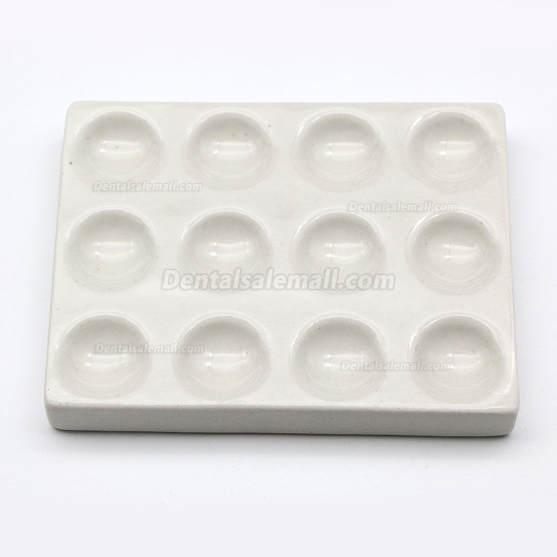 12 Slots Dental Lab Porcelain Mixing Ceramic Watering Plates