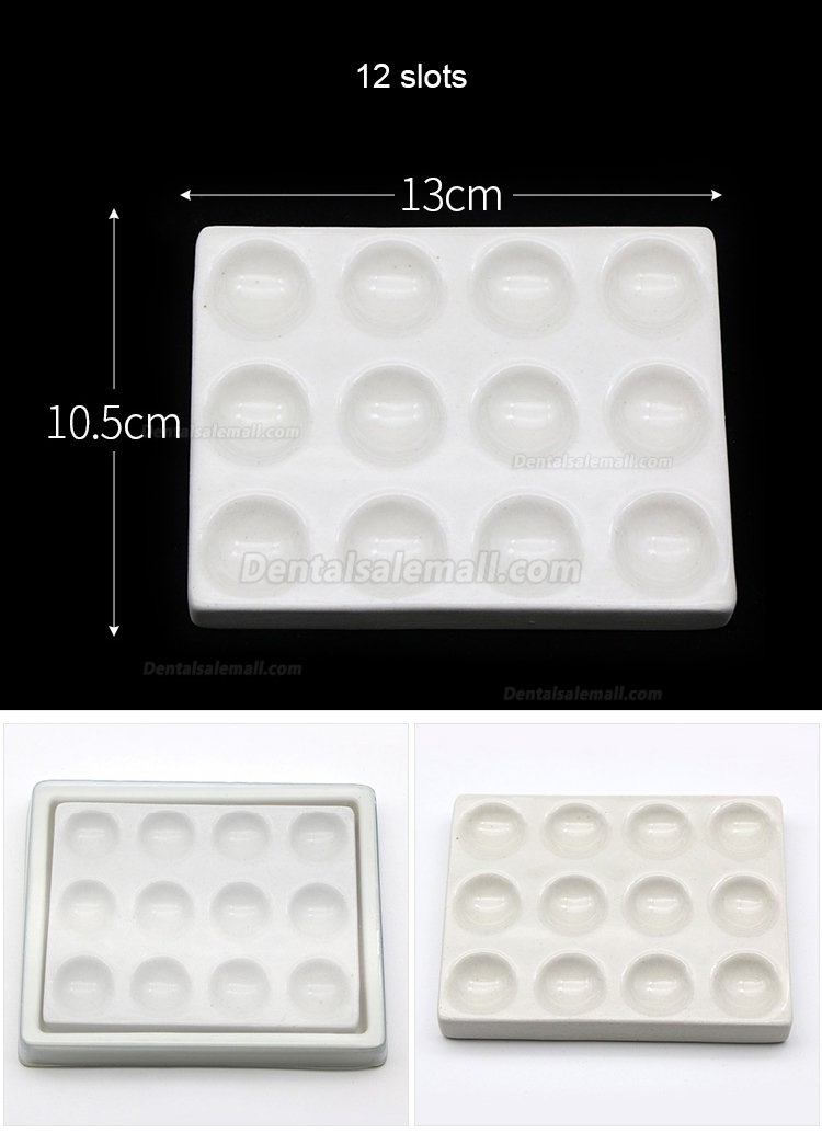 12 Slots Dental Lab Porcelain Mixing Ceramic Watering Plates
