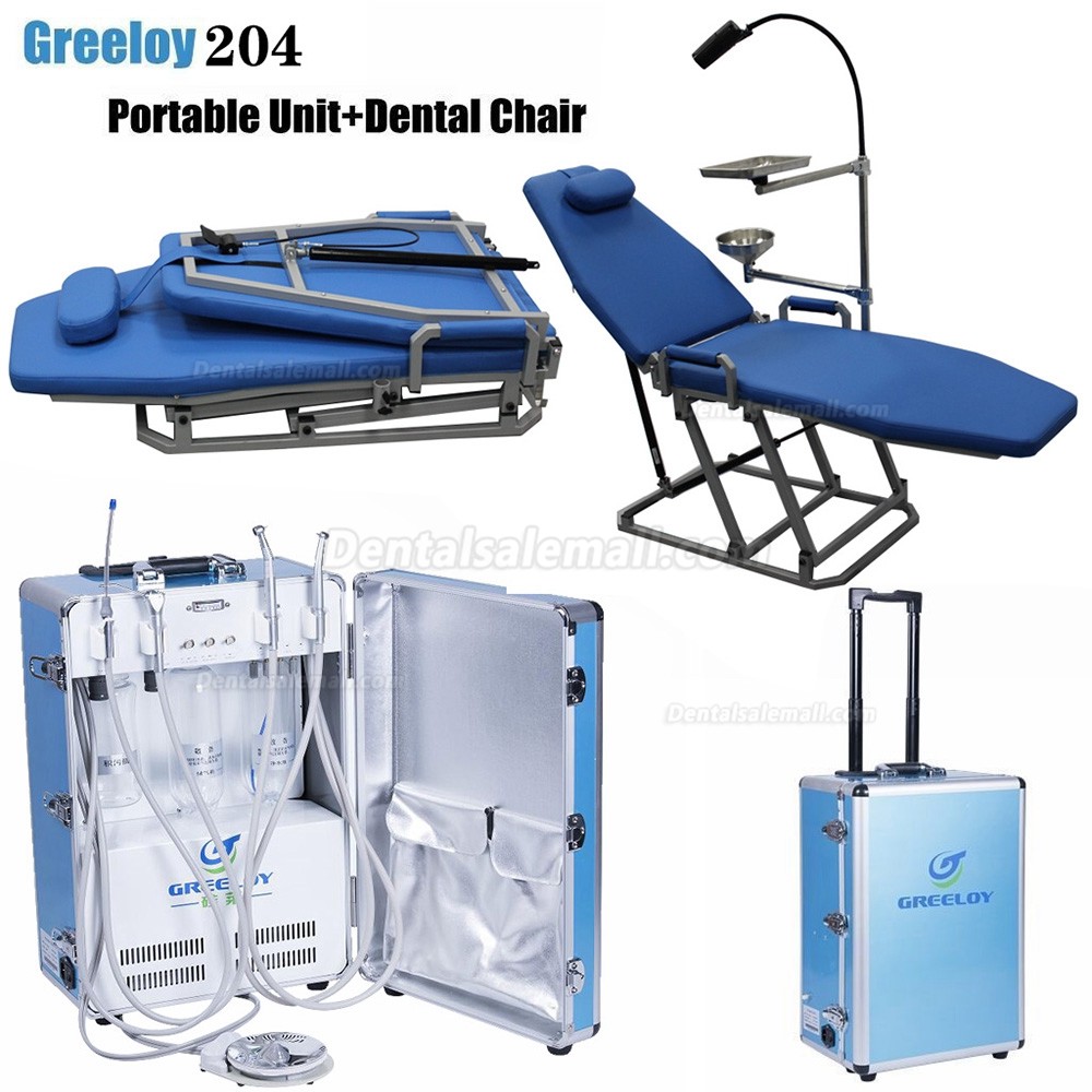 Greeloy GU-P204 Portable Dental Unit + GU-109 Dental Chair + Storage Bag Kit