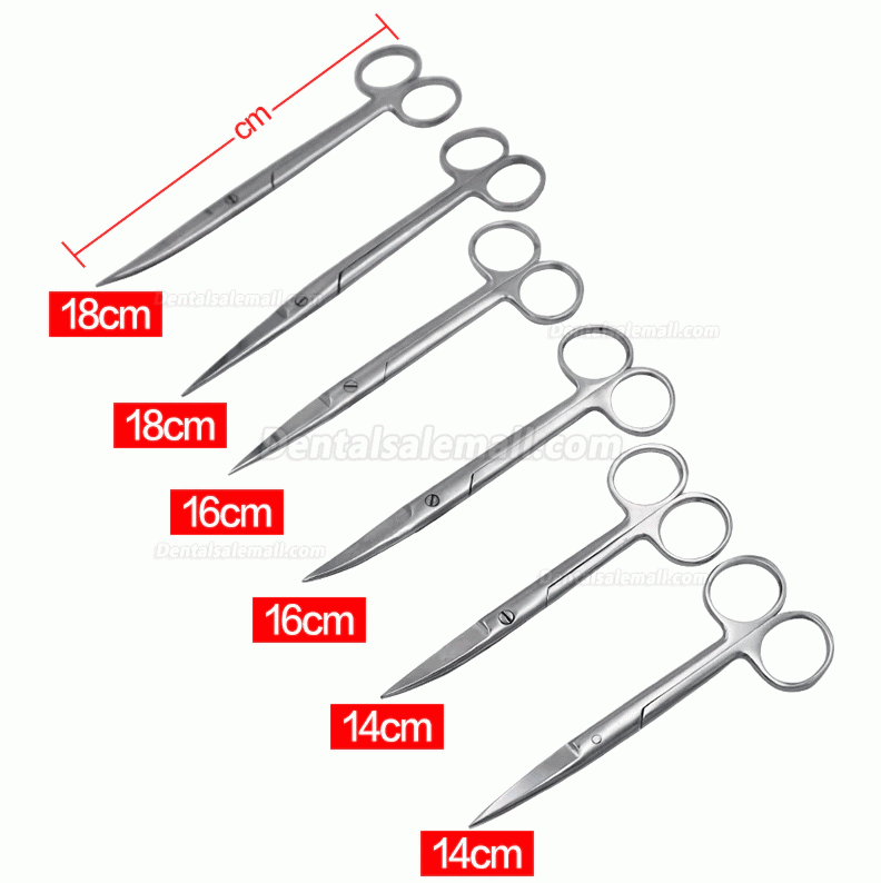 14cm/16cm/18cm Stainless Steel Surgical Scissors Straight Curved Tip Head Scissors Forceps for Dental Clinic