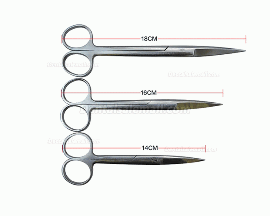 14cm/16cm/18cm Stainless Steel Surgical Scissors Straight Curved Tip Head Scissors Forceps for Dental Clinic