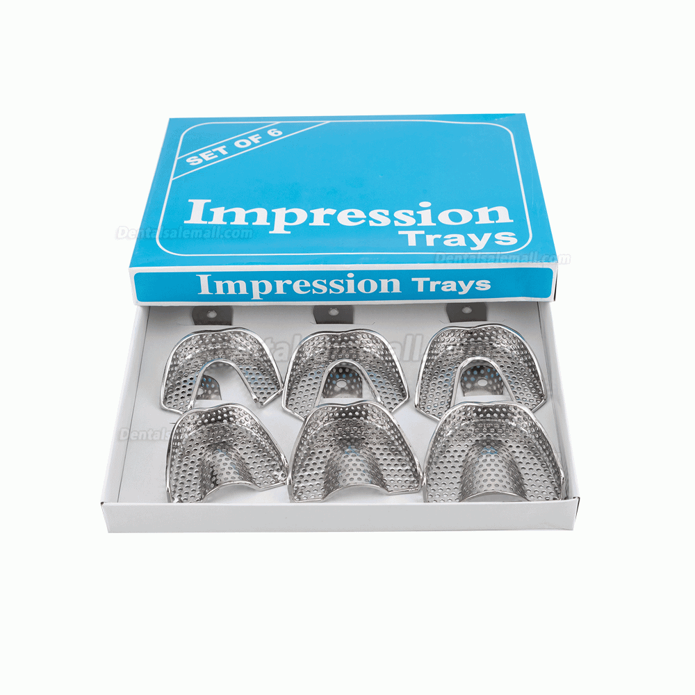 10Pcs/bag Dental Autoclavable Metal Impression Trays Perforated Stainless Steel