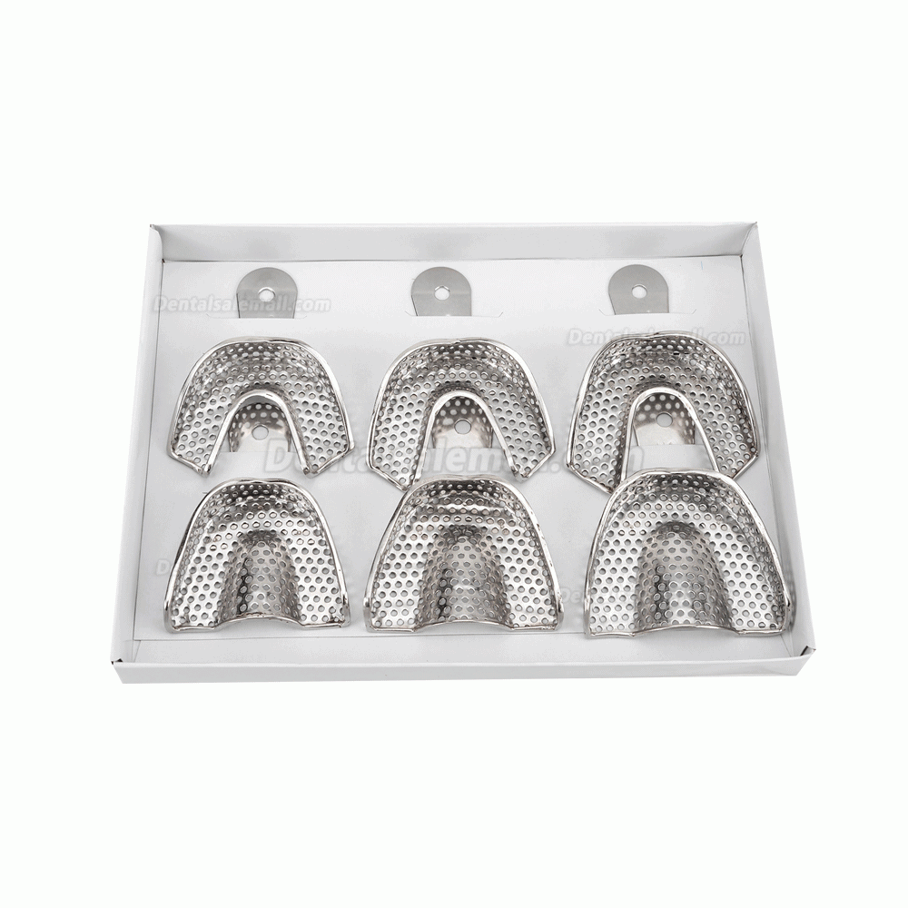 10Pcs/bag Dental Autoclavable Metal Impression Trays Perforated Stainless Steel