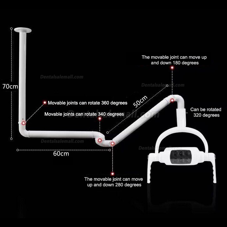 US STOCK! Ceiling-mounted Dental Light Oral LED Operatory Lamp Exam Shadowless 6 LED Lens With Arm