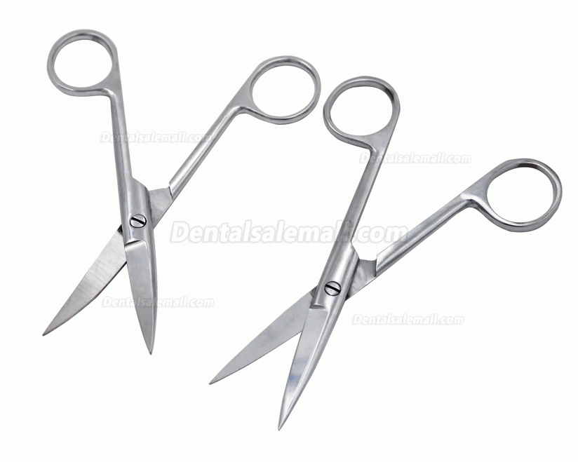 14cm/16cm/18cm Stainless Steel Surgical Scissors Straight Curved Tip Head Scissors Forceps for Dental Clinic