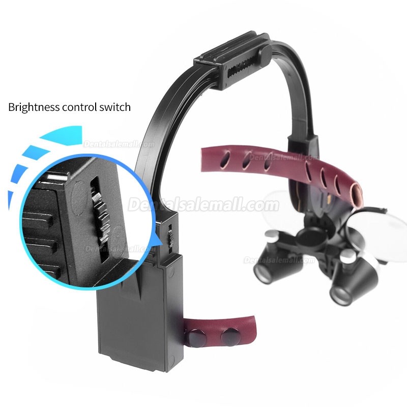 2.5X/3.5X Headband Dental Binocular Loupes with 5W LED Head Light Headlamp