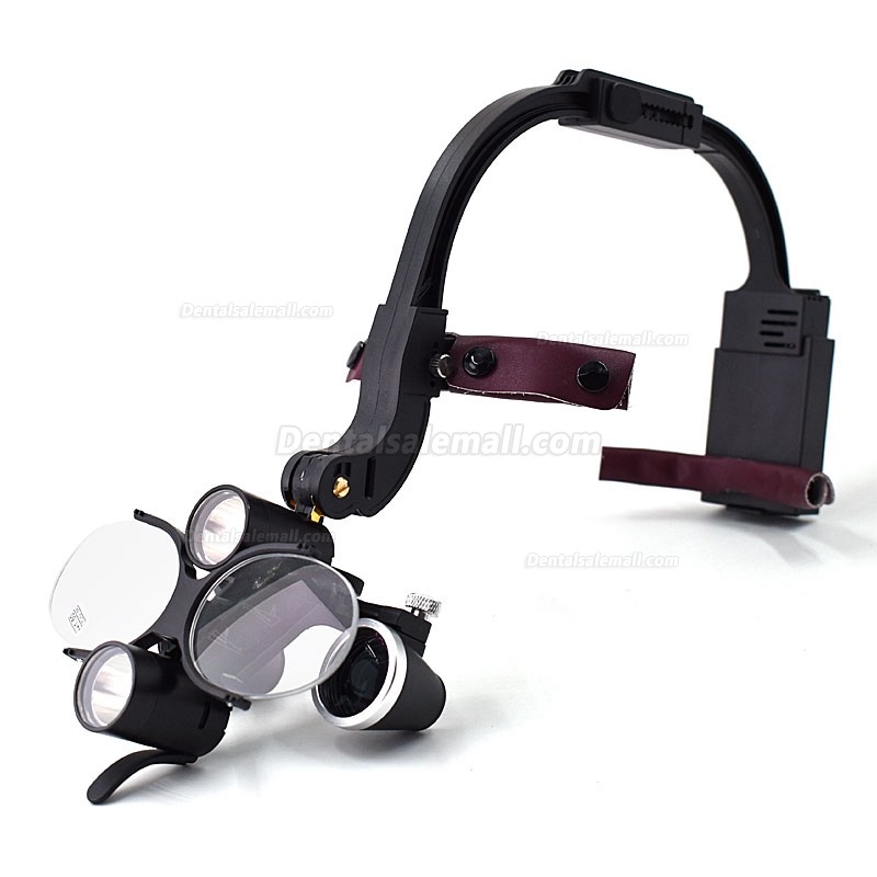 2.5X/3.5X Headband Dental Binocular Loupes with 5W LED Head Light Headlamp