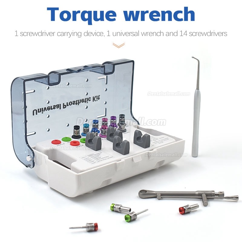 Universal Dental Implant Torque Wrench Prosthetic Kit with 14Pcs Screwdrivers