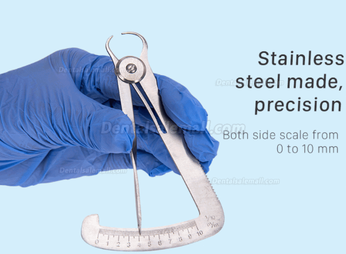 2Pcs Dental Lab Gauge Caliper Stainless Steel Metal Wax Thickness Measurement Ruler Tool