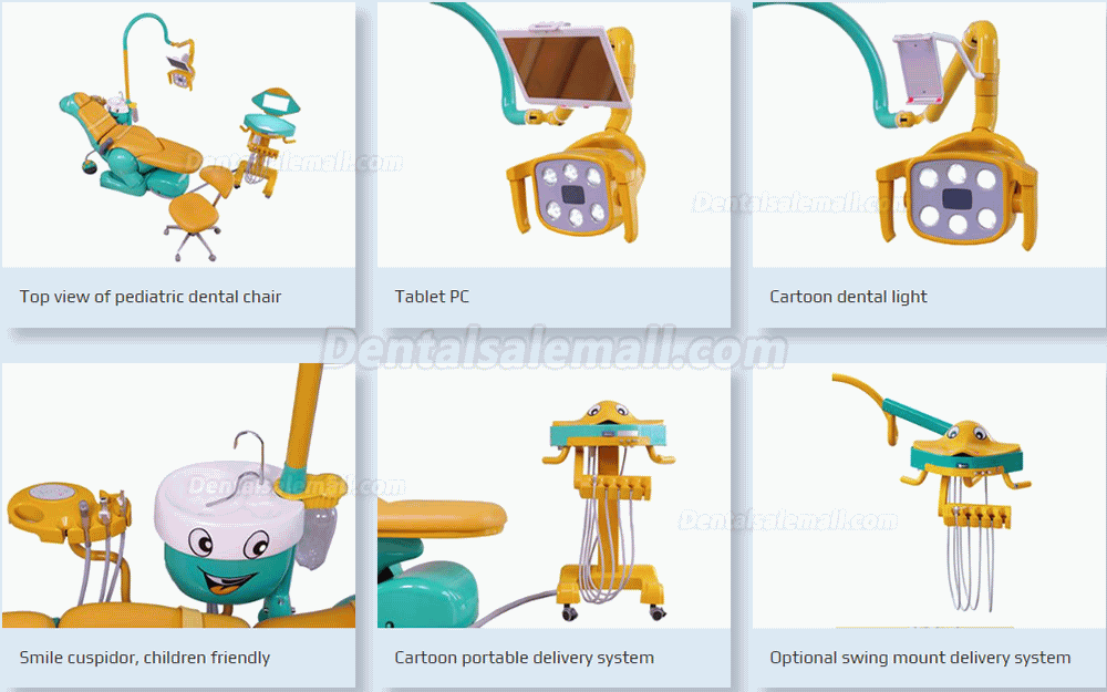 A8000-IIB Lovely Dinosaur Design Children Dental Chair Pediatric Dental Unit with 2Pcs Dentist Stools