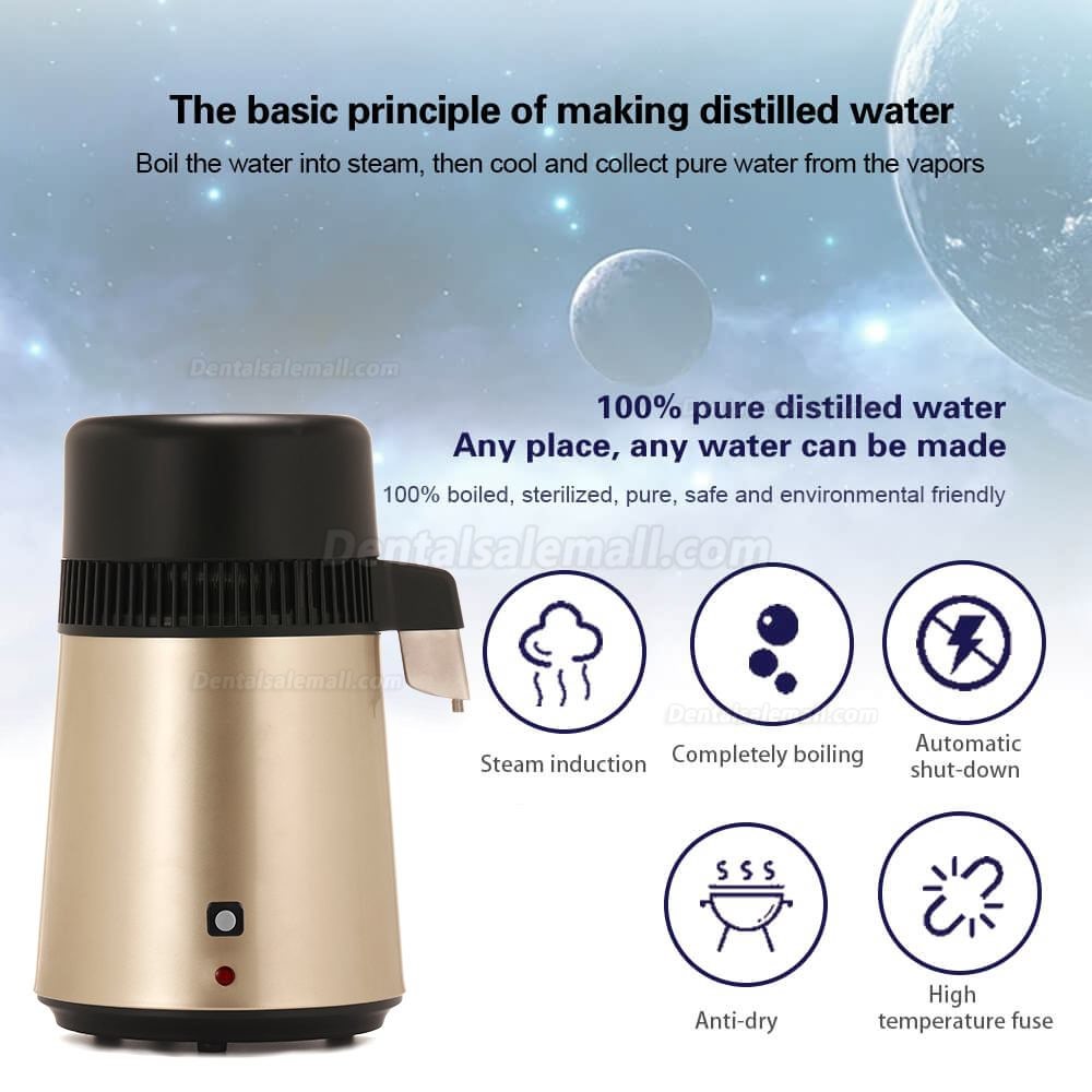 750W 4L Dental Water Distiller Purifier Filter Distilled Water Filter Machine Distillation Stainless Steel