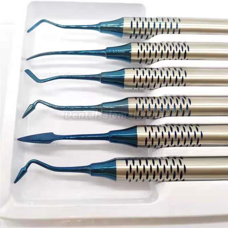 6Pcs Dental Composite Resin Filling Spatula Titanium Plated Head Resin Filler Set Thick Handle Kit