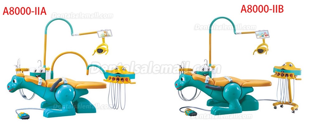A8000-IIA Pediatric Dental Unit Chair Lovely Dinosaur Chair for Children with 2 Dentist Stools