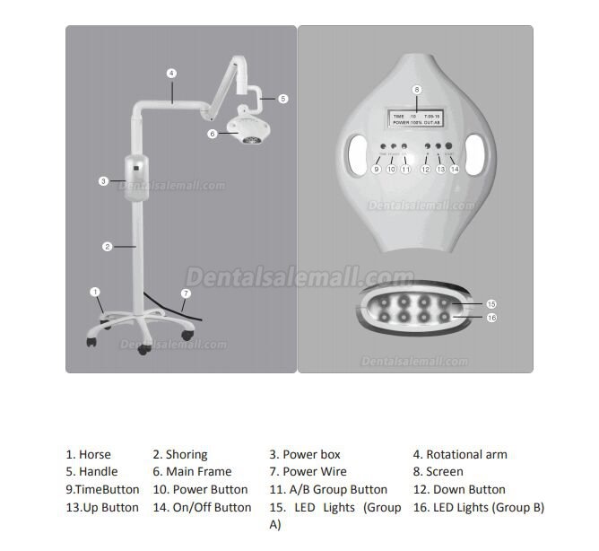 TPC 2505LED Mobile Stand Dental Whitening Lamp Led Bleaching Light