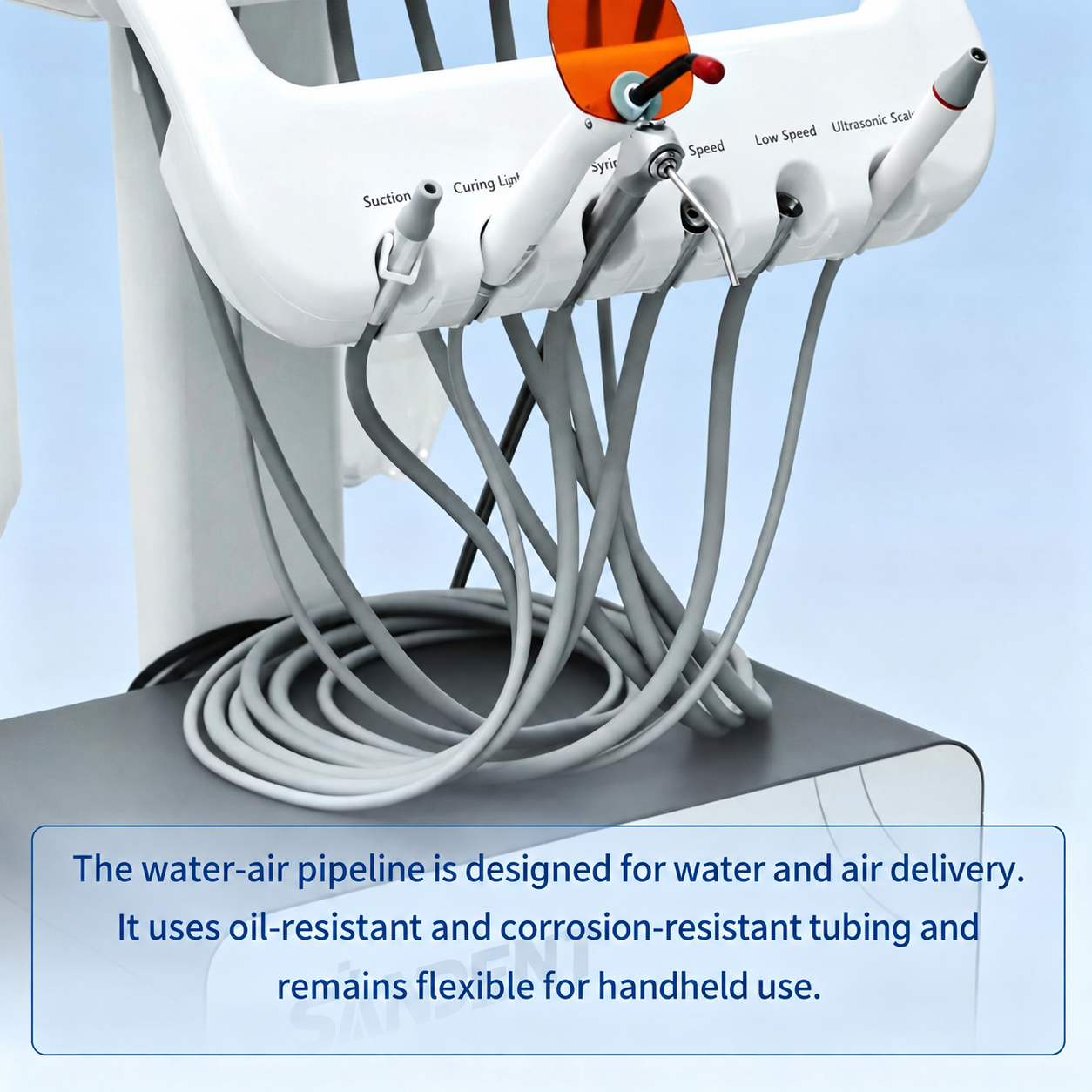 AZ-AP302D Mobile Dental Delivery Cart Unit with Compressor, Scaler Handpiece & Curing Light