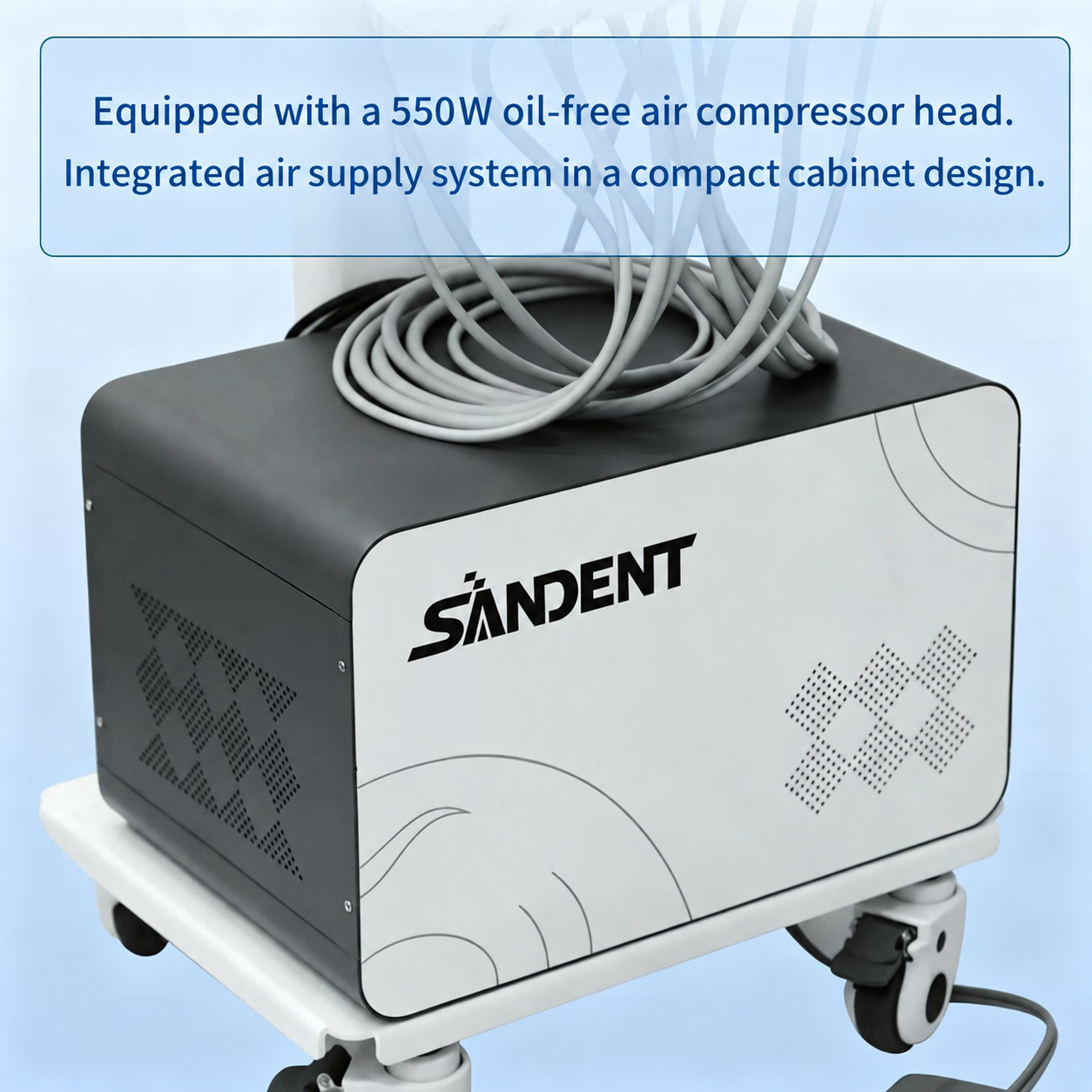 AZ-AP302D Mobile Dental Delivery Cart Unit with Compressor, Scaler Handpiece & Curing Light