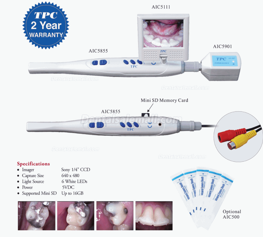 TPC Dental wireless Intraoral Camera with LCD Monitor AIC5855+AIC5901+AIC5111