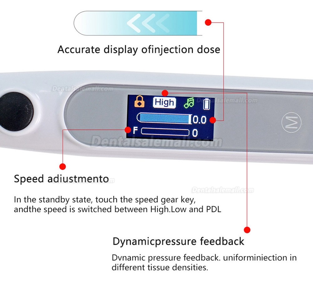 Electric Dental Anesthesia Injector Painless Anesthesia Device for Dentist Cordless with LCD Display