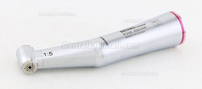 BEING Dental 1:5 Fiber Optic LED Inner Water Contra Angle Handpiece Rose 202CA15 Red Ring