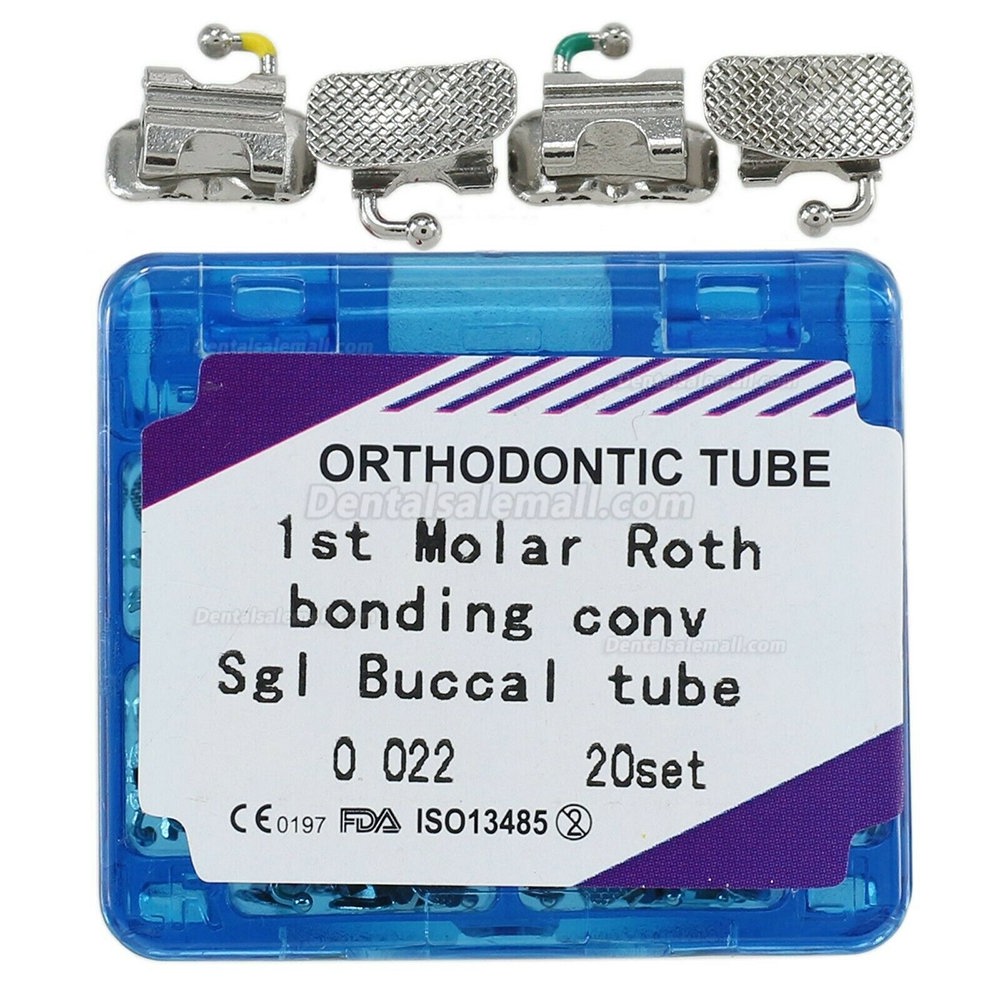 Dental Orthodontic Buccal Tube Convertible Roth 0.022 1st Molar 20 Sets Bonding