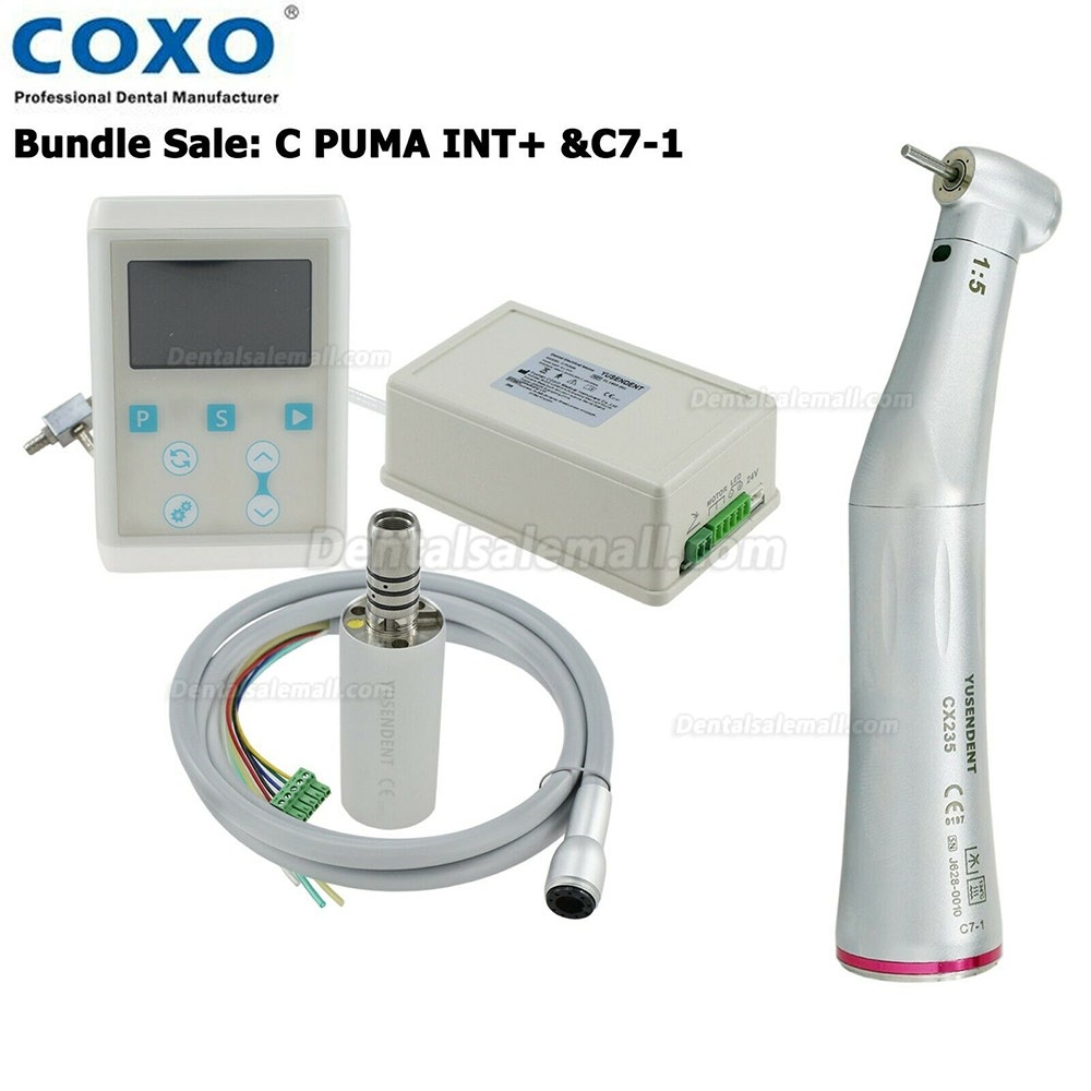 YUSENDENT COXO C PUMA INT+ Dental Built in Electric LED Micro Motor 1:5 Fiber Optic Contra Angle Handpiece