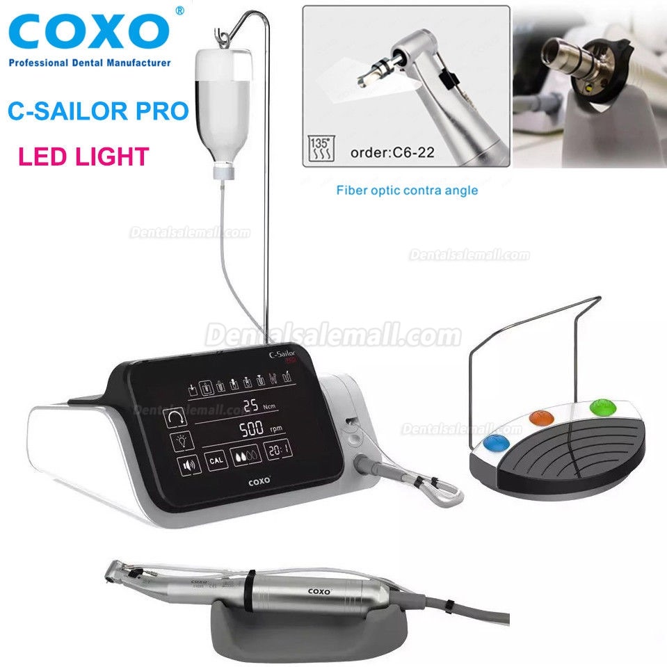 Dental LED Implant Motor System - Brushless Motor, 20:1 Fiber Optic Contra Angle