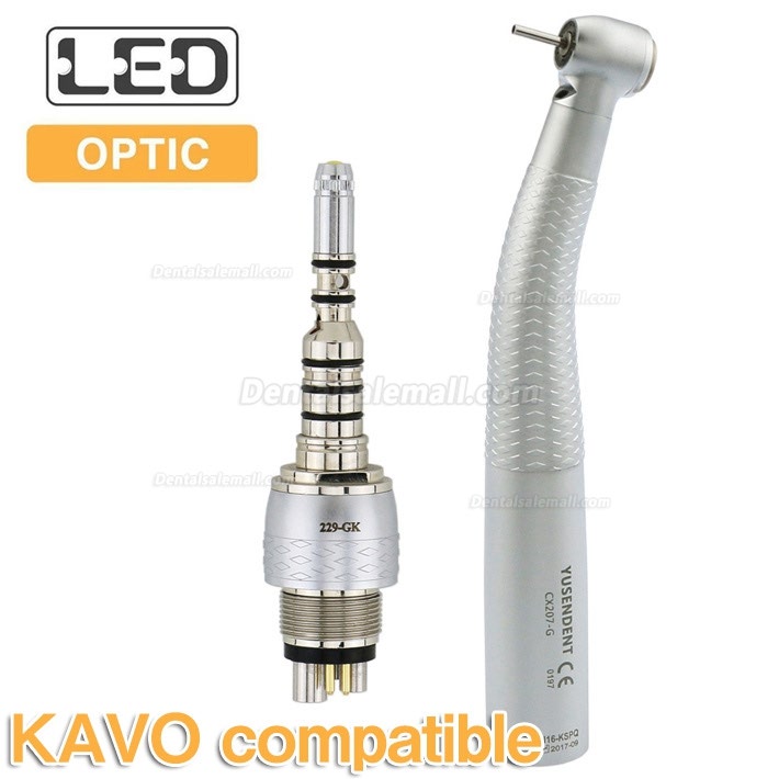 YUSENDENT® COXO CX207-GK-PQ Dental Fiber Optic Turbine Handpiece KAVO Compatible (With Coupler x1+ Without Coupler x2)