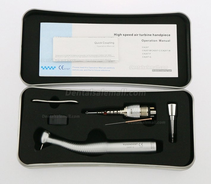 YUSENDENT® COXO CX207-GK-PQ Dental Fiber Optic Turbine Handpiece KAVO Compatible (With Coupler x1+ Without Coupler x2)