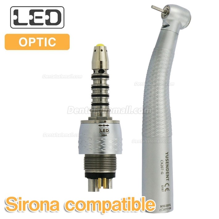 YUSENDENT® CX207-GS-PQ Dental Fiber Optic Turbine Handpiece Sirona Compatible (With Coupler x1+ Without Coupler x2)