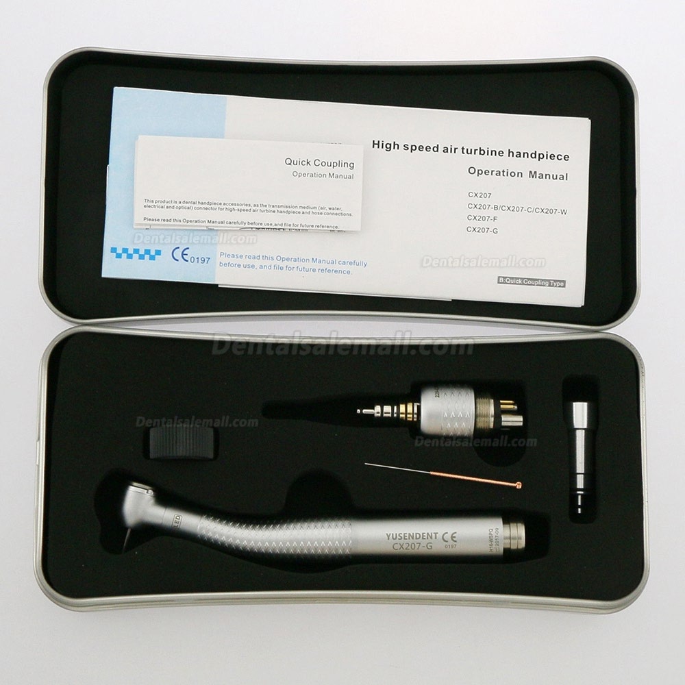 YUSENDENT® COXO CX207-GW-PQ Fiber Optic Turbine Handpiece W&H Compatible (With Coupler x1+ Without Coupler x2)