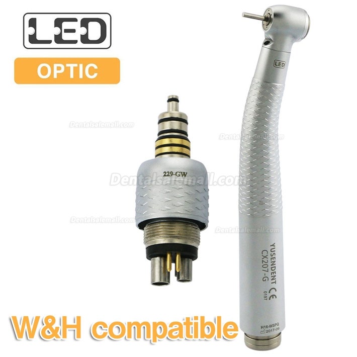 YUSENDENT® COXO CX207-GW-PQ Fiber Optic Turbine Handpiece W&H Compatible (With Coupler x1+ Without Coupler x2)