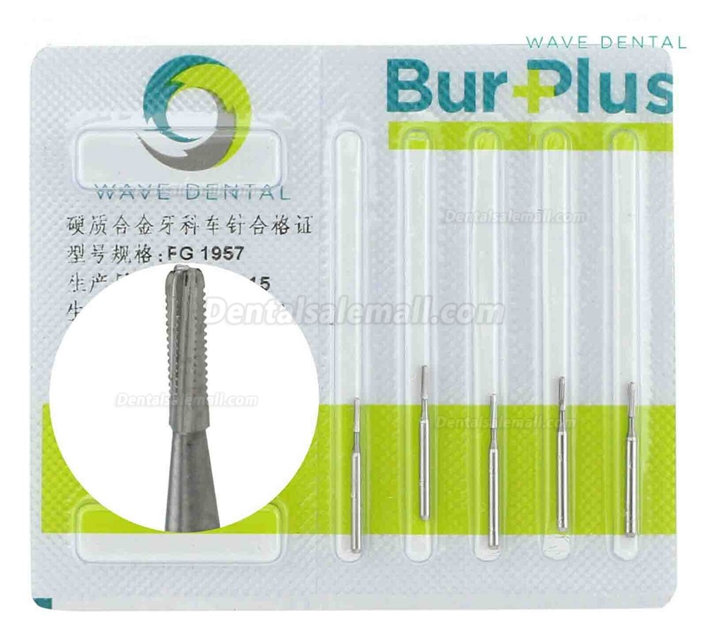 5Packs Wave Dental Tungsten Carbide Bur Crown Metal Cutting Straight Fissure 1957 1958