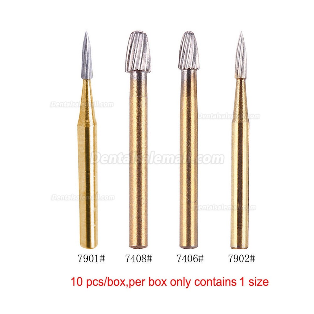 50Pcs/5 Packs Dental High Speed Handpuiece Burs Tungsten Carbide Titanium Coated FG 7406 7408 7901 7902