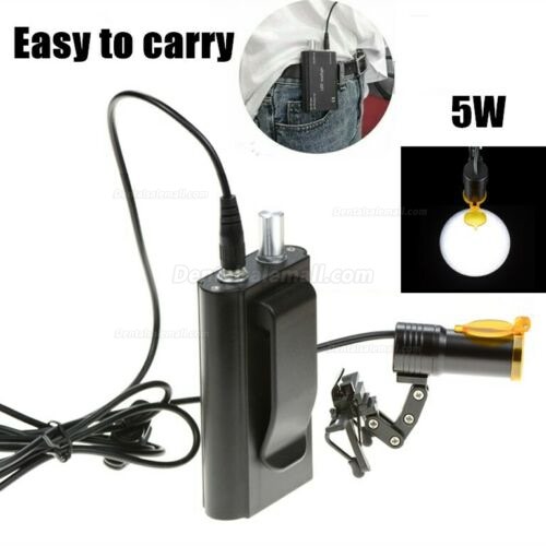 Clip-on Dental Metal 5W LED Head Light + Filter & Belt Clip for Loupe